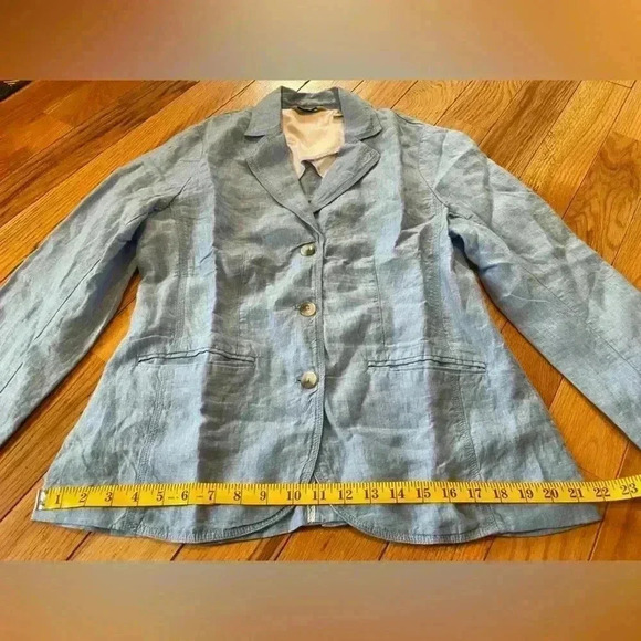 LL BEAN Women's Blue 100% Linen Jacket Blazer 3 Button 287688 Size M Reg NWOT - Picture 13 of 14